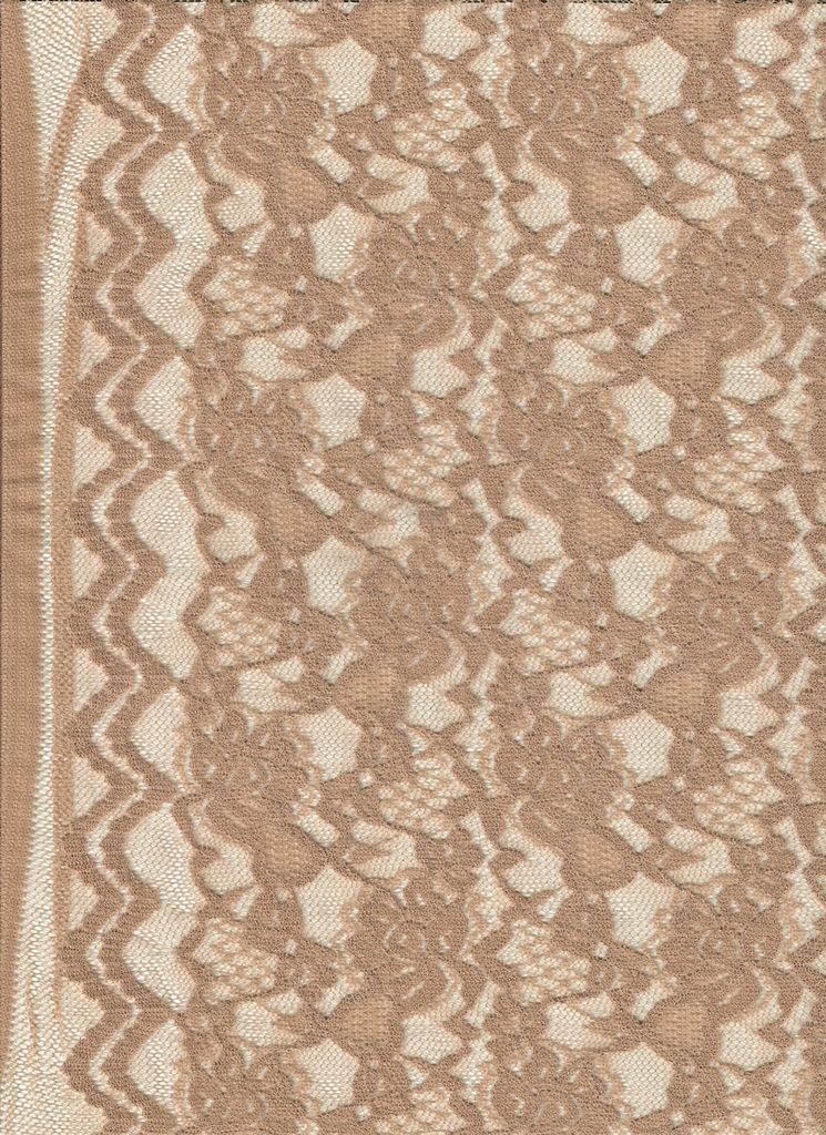 LACE4478 / LATTE / 95%NYLON 5%SPAN FLORAL DOUBLE BORDER LACE
