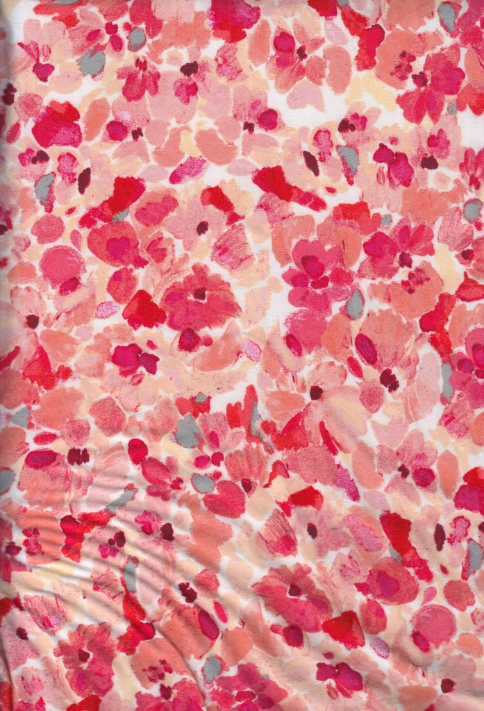 KNT4520-MS11029 / RED / 96%POLY 4%SPAN DTY BRUSHED FLORAL PRINT