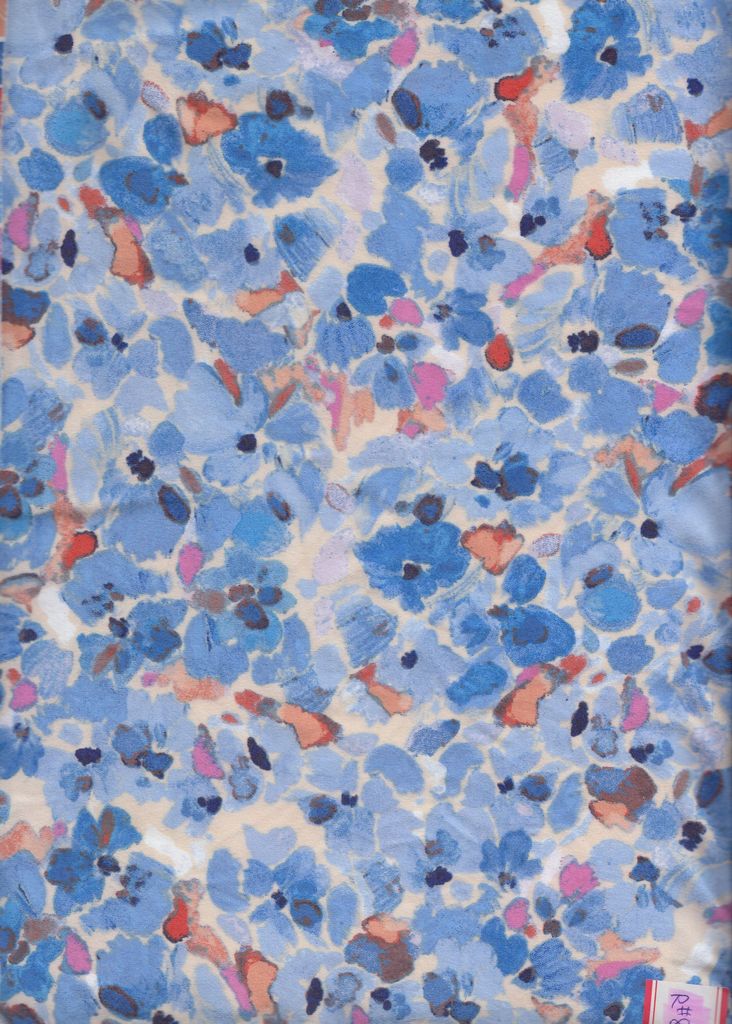 KNT4520-MS11029 / BLUE / 96%POLY 4%SPAN DTY BRUSHED FLORAL PRINT
