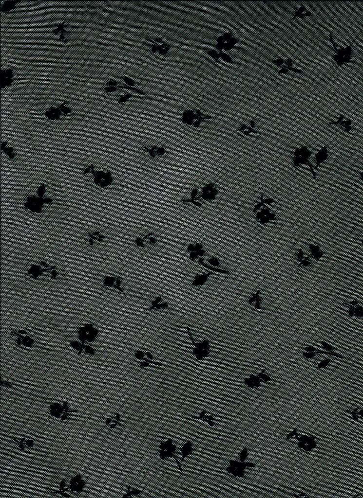 FLOCK-MS11279 / BLACK / 90%POLY 10%SPAN DITSY FLOCKING MESH