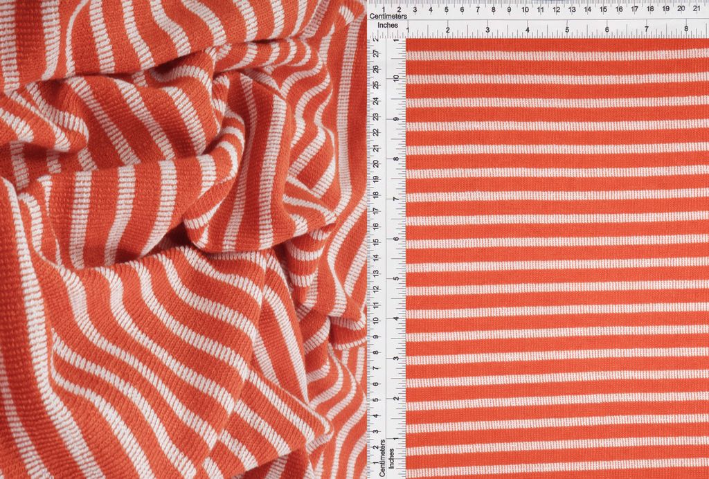 KNT1668-R / RUST/IVORY-R / 73%POLY 27%RAYON STRIPE CHELLES