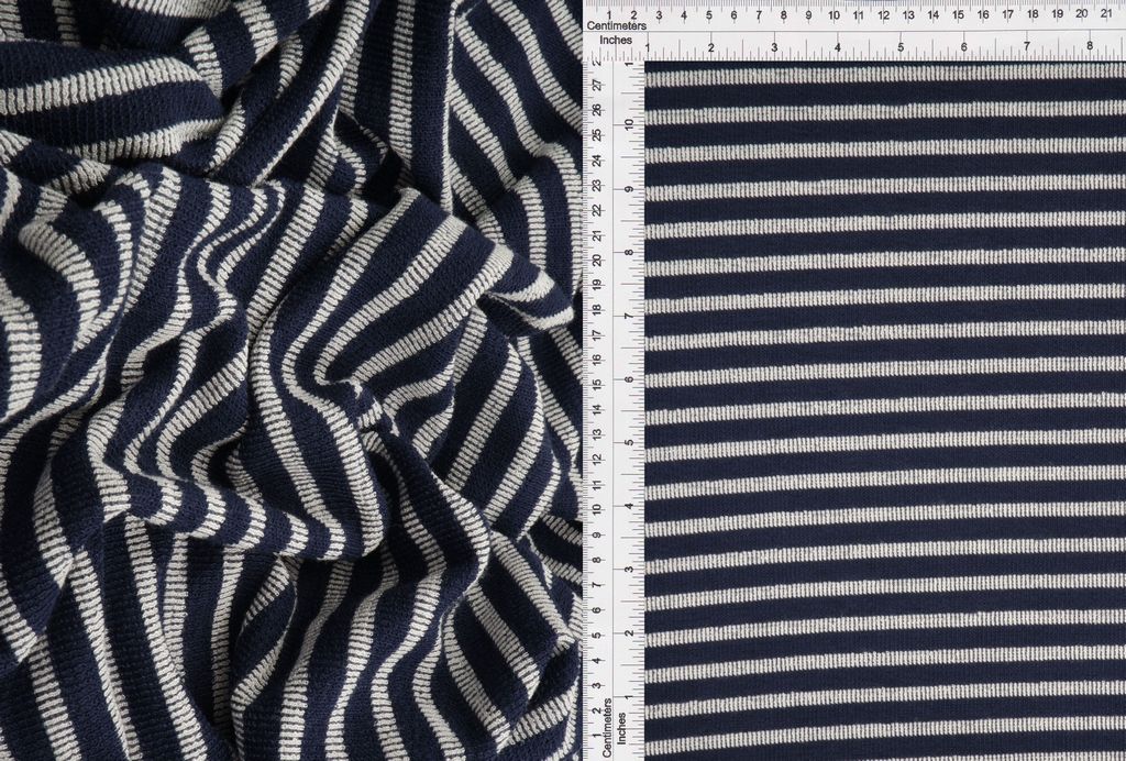 KNT1668-R / NAVY/IVORY-R / 73%POLY 27%RAYON STRIPE CHELLES