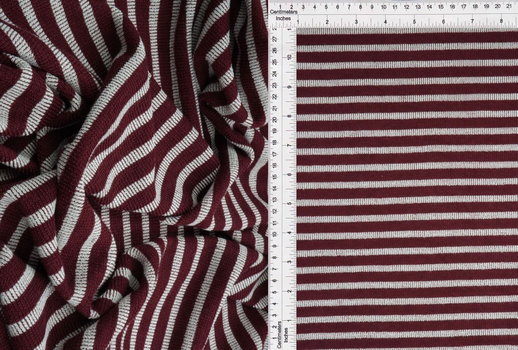 KNT1668-R / BURGUNDY/IVORY-R / 73%POLY 27%RAYON STRIPE CHELLES