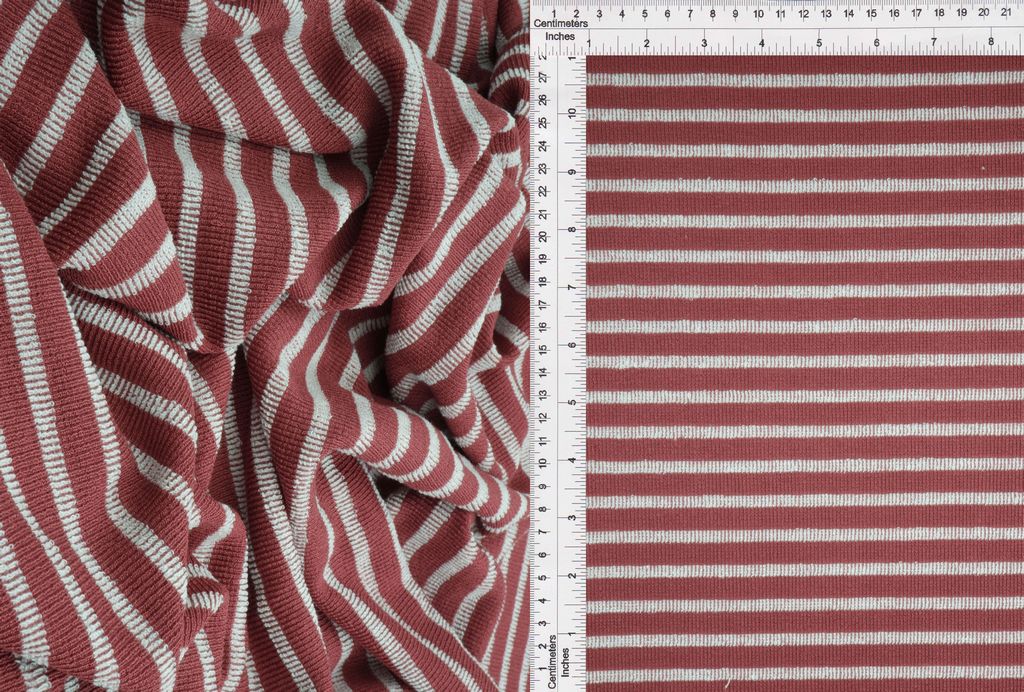 KNT1668-R / MARSALA/IVORY-R / 73%POLY 27%RAYON STRIPE CHELLES