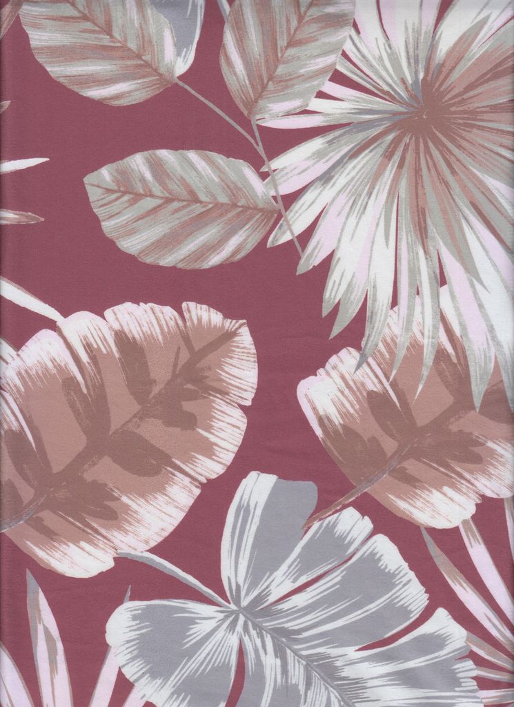 KNT4520-M11315D / BRICK / 96%POLY 4%SP DTY BRUSH LEAF/TROPICAL DIGITAL PRINT