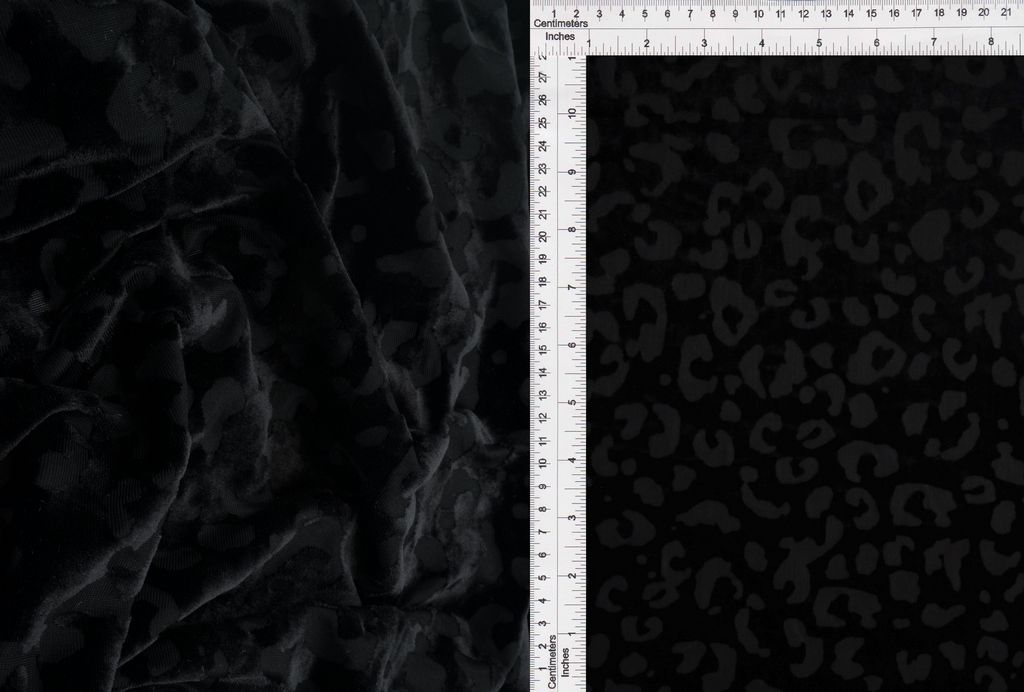 KNT3869-Q10720 / BLACK / 65%POLY 27%NYLON 8%SP VELVET BURN OUT ANIMAL PRINT