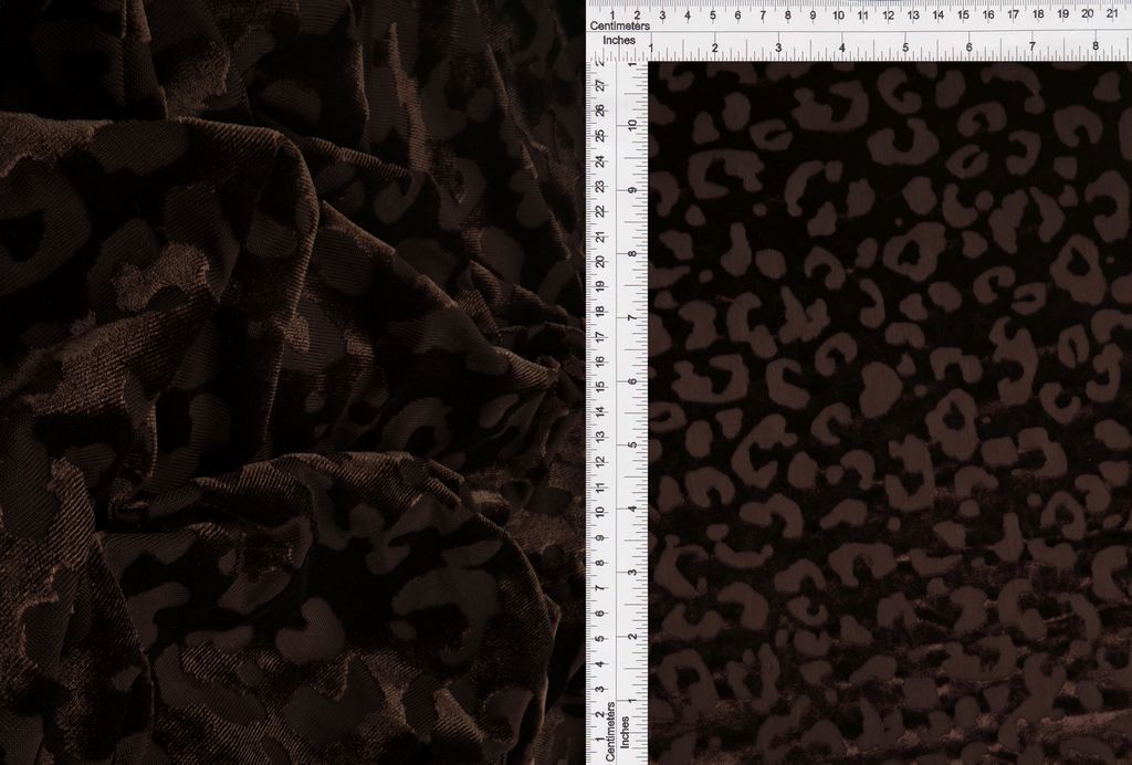 KNT3869-Q10720 / BROWN / 65%POLY 27%NYLON 8%SP VELVET BURN OUT ANIMAL PRINT