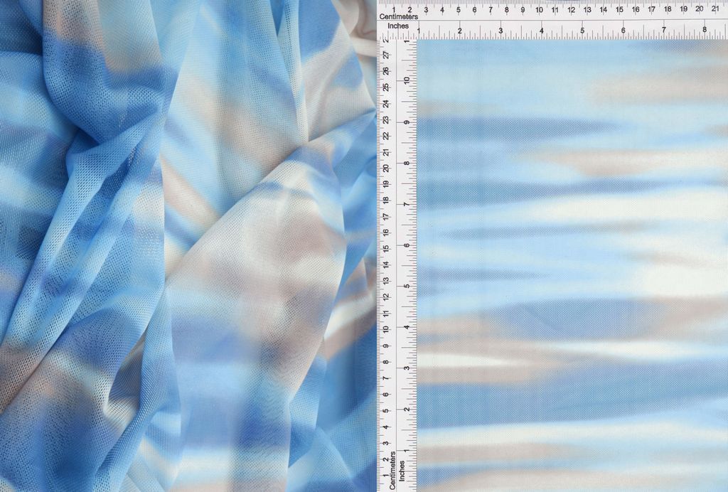 MESH-SE20771D / CHAMBRAY / 90%POLY 10%SPAN MESH DIGITAL ABSTRACT/TIE DYE PRINT