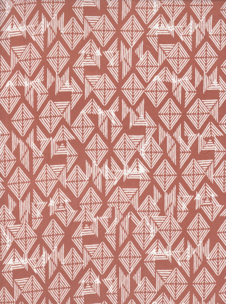 KNT2100-MS11259 / RUST / 96%POLY 4%SPAN DTY BRUSH GEO/ABSTRACT PRINT