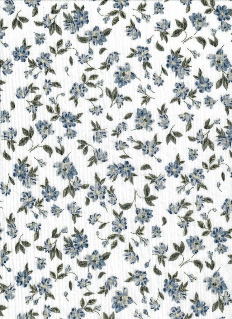 KNT3422-MS11122 / IVORY / 87%POLY 13%SPAN 4X2 YUMMY RIB FLORAL/FLOWER PRINT