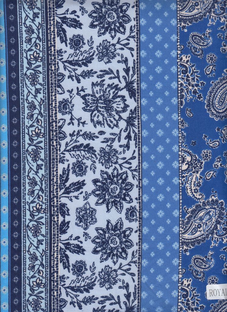 KNT2100-MS11231 / ROYAL/BLUE / 96%POLY 4%SPAN DTY BRUSHED BOHO PRINT
