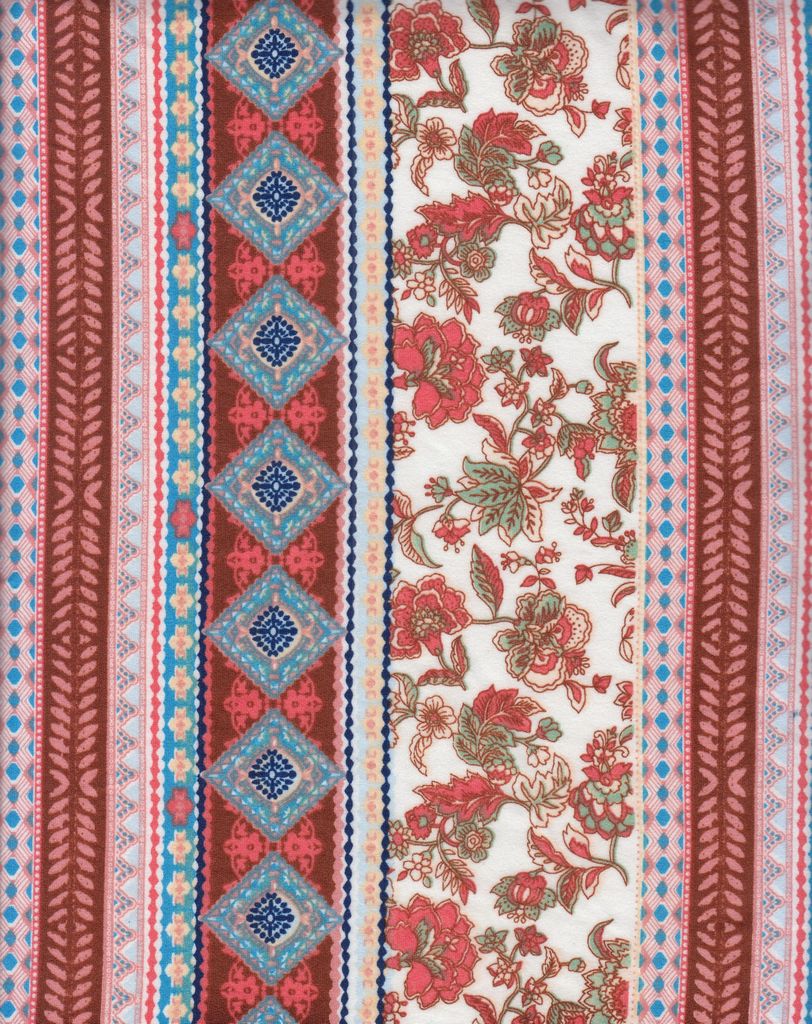 KNT2100-MS11331 / IVORY/RUST / 96%POLY 4%SPAN DTY BRUSHED BOHO PRINT