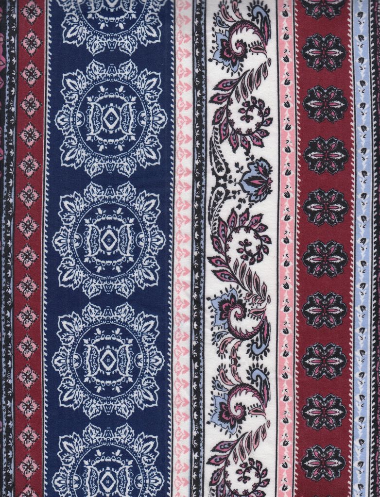 KNT2100-Q91202 / NAVY/MAUVE / 96%POLY 4%SPAN DTY BRUSHED BOHO PRINT