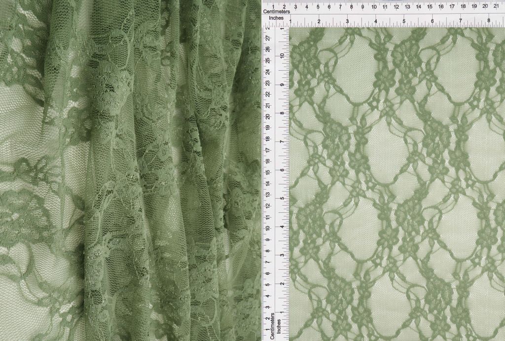 LACE-1483 / SAGE DUSTY / 92%NYLON 8%SPANDEX FLORAL LACE
