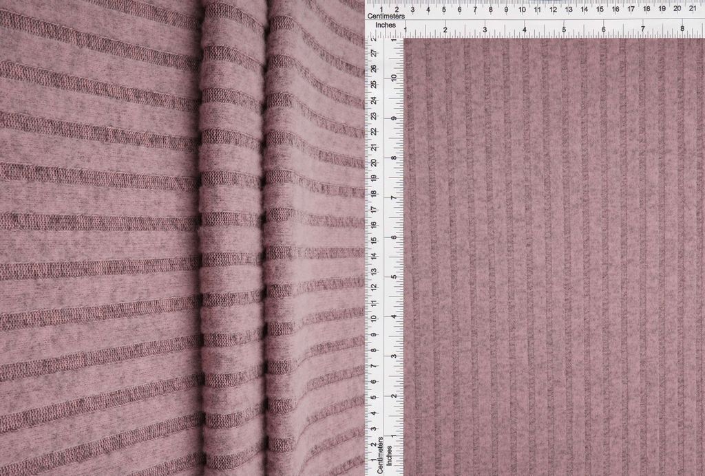KNT4521 / ROSE DUSTY / 95%POLY 5%SPAN HEAVY BRUSH 8X4 SWEATER HACCI RIB