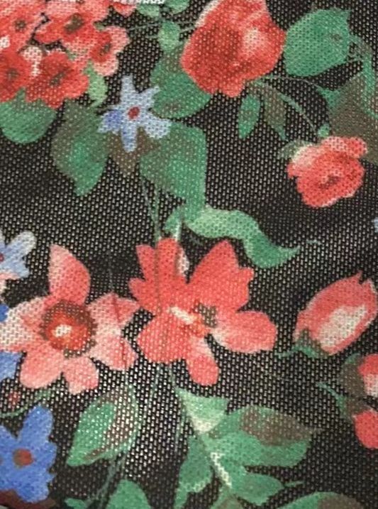 MESH-DU1675 / BLACK / 90%POLY 10%SPAN MESH DIGITAL FLORAL PRINT