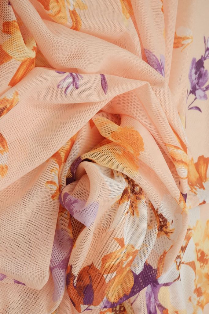 MESH-MS11278 / SAND / 90%POLY 10%SPAN MESH DIGITAL FLORAL PRINT