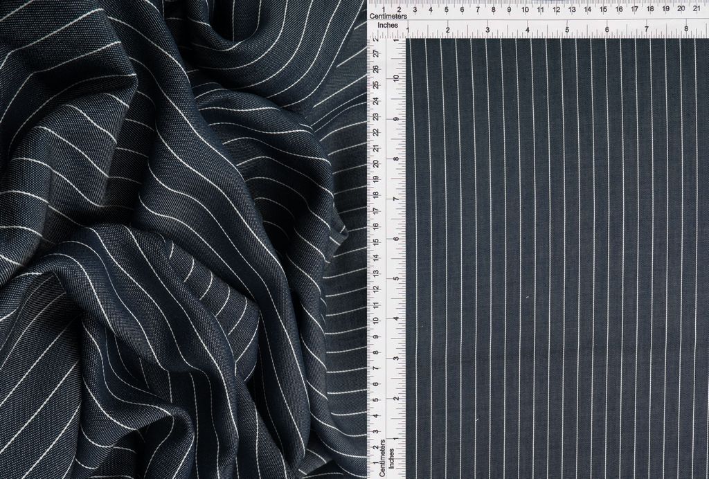 DEN-4526 / INDIGO/WHITE / 100% RAYON TWILL STRIPES CHAMBRAY
