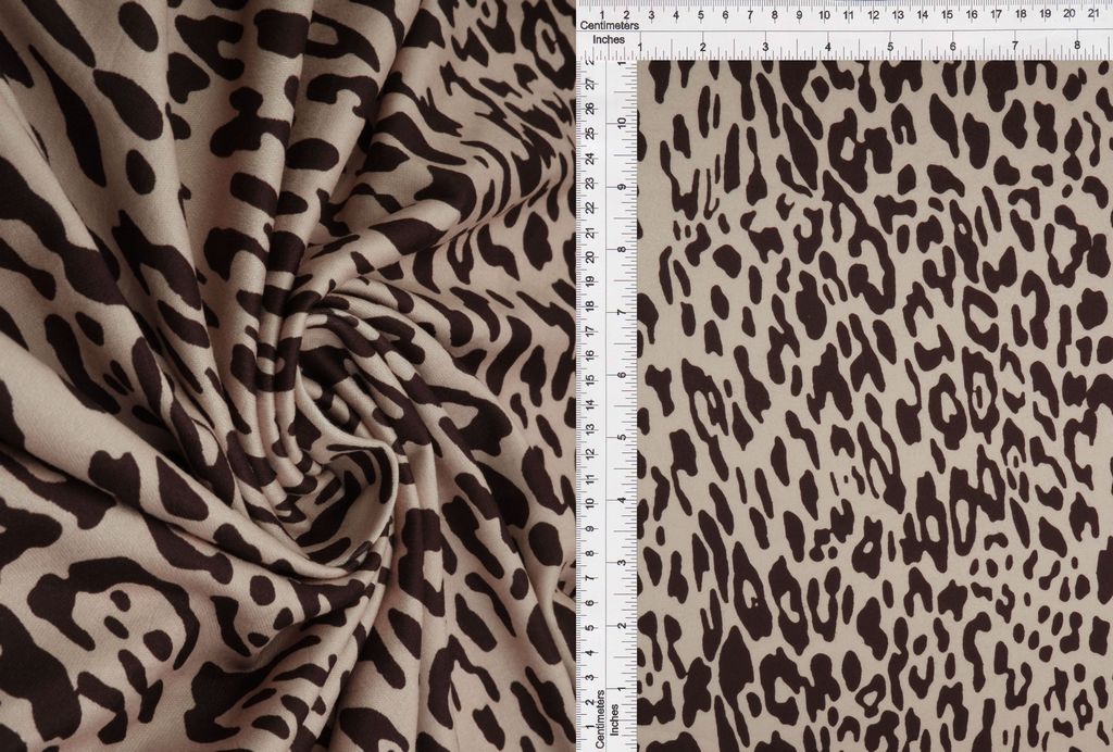 KNT4520-S00515D / BROWN / 96%POLY 4%SP DTY BRUSH ANIMAL/LEOPARD DIGITAL PRINT