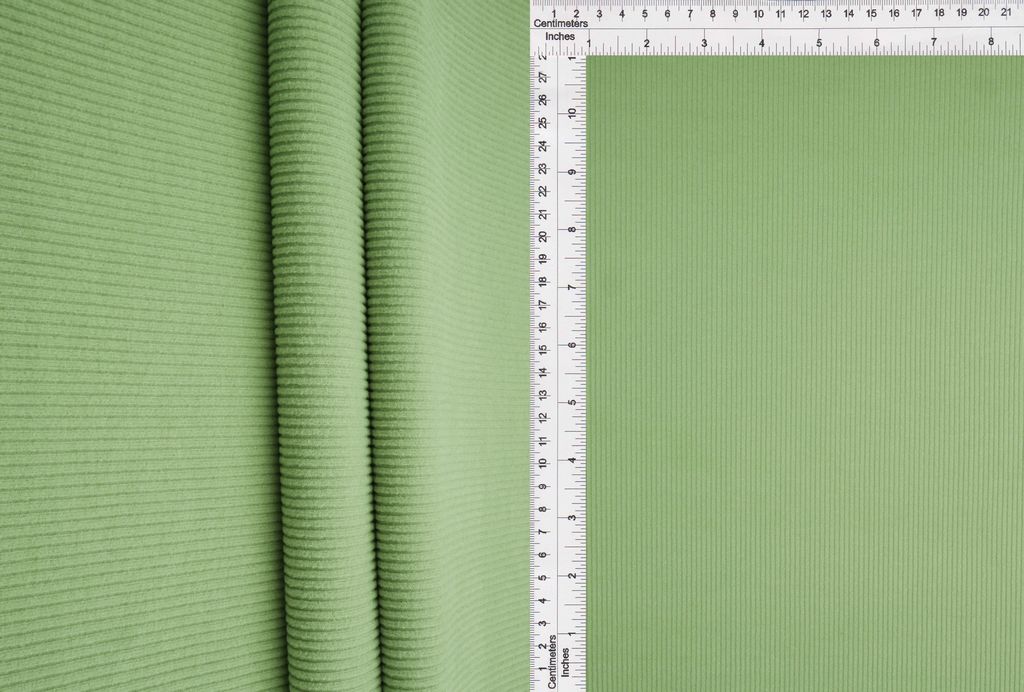 KNT4533 / SAGE / 93%POLY 7%SPAN 2X2 COOL COTTON FLEECE RIB SOLID