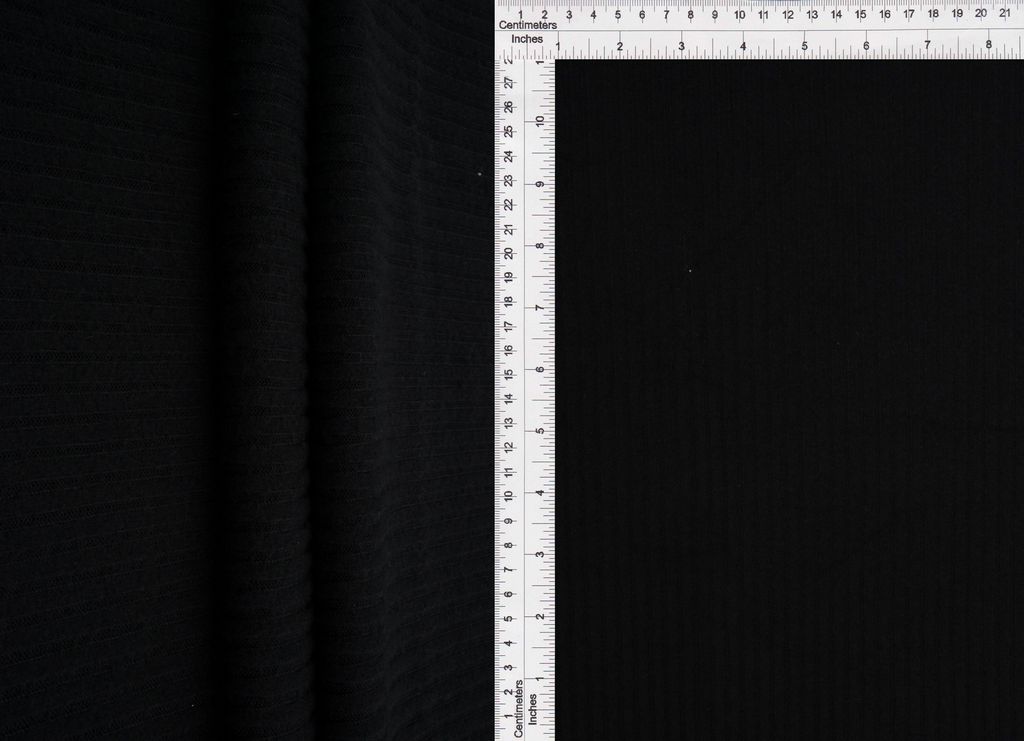 KNT4534 / BLACK / 94%POLY 6%SPAN 4X2 RIB INTERLOCK FLEECE SOLID