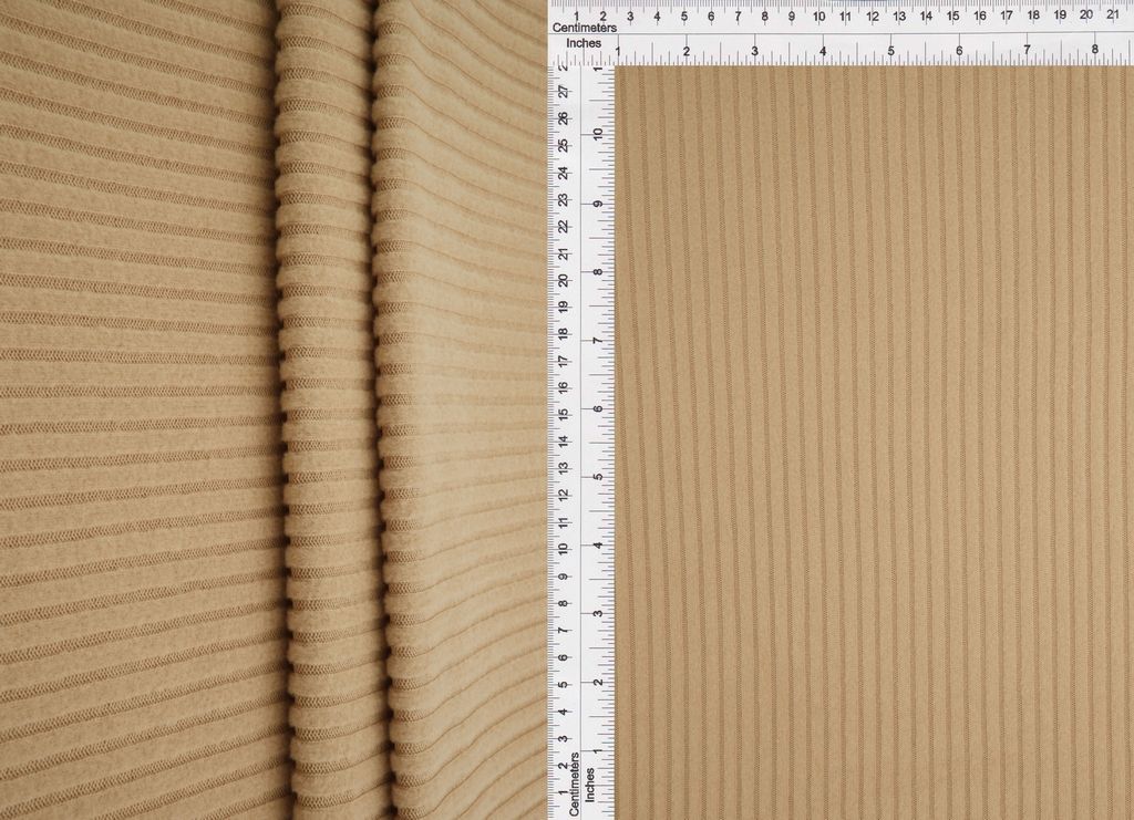 KNT4534 / KHAKI / 94%POLY 6%SPAN 4X2 RIB INTERLOCK FLEECE SOLID
