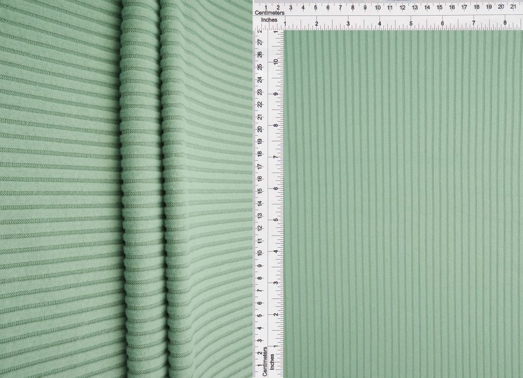 KNT4534 / SAGE / 94%POLY 6%SPAN 4X2 RIB INTERLOCK FLEECE SOLID