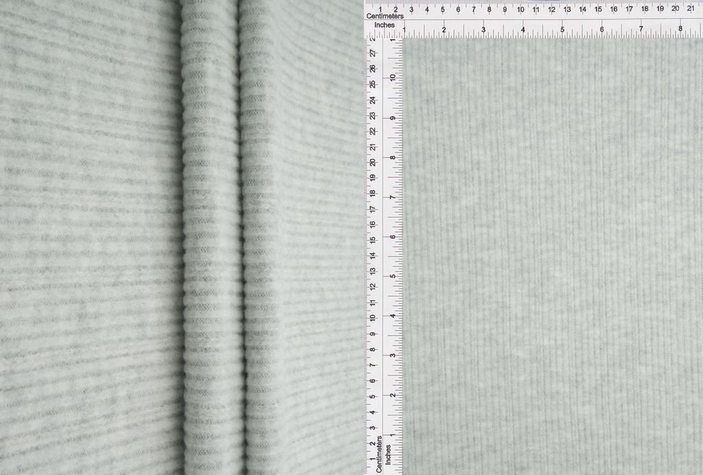 KNT4538 / HEATHER GREY / 67%POLY 28%RAYON 5%SP HACCI FLEECE RIB SOLID
