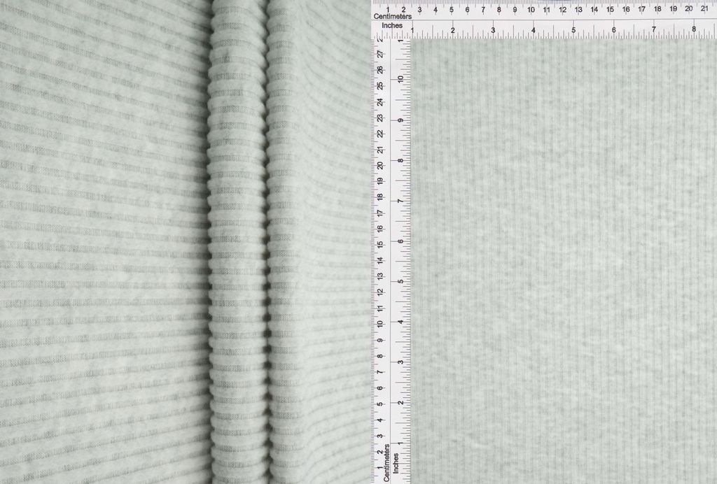KNT4539 / HEATHER GREY / 77%P 19%R 4%SP RIB 4x4 INTERLOCK FLEECE SOLID