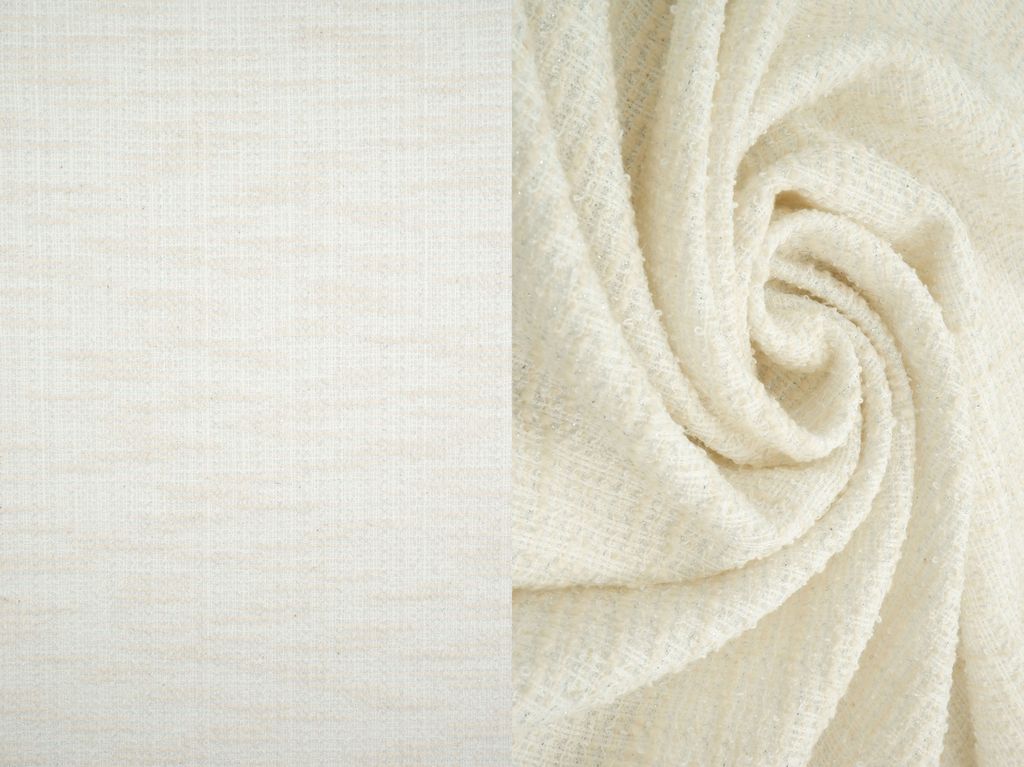KNT4548 / IVORY / 84%POLY 15%COTTON 1%SPAN KNIT FANCY BOUCLE