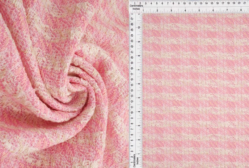 KNT4549 / PINK / 80%POLY 18%COTTON 2%SPAN KNIT BOUCLE CHECKERED