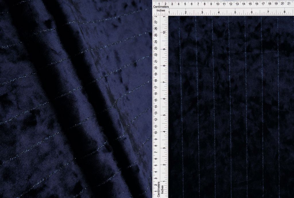 KNT4551 / NAVY / 97%POLY 3%ELASTANE VELVET GLITTER STRIPE