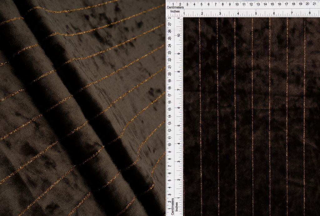 KNT4551 / BROWN / 97%POLY 3%ELASTANE VELVET GLITTER STRIPE