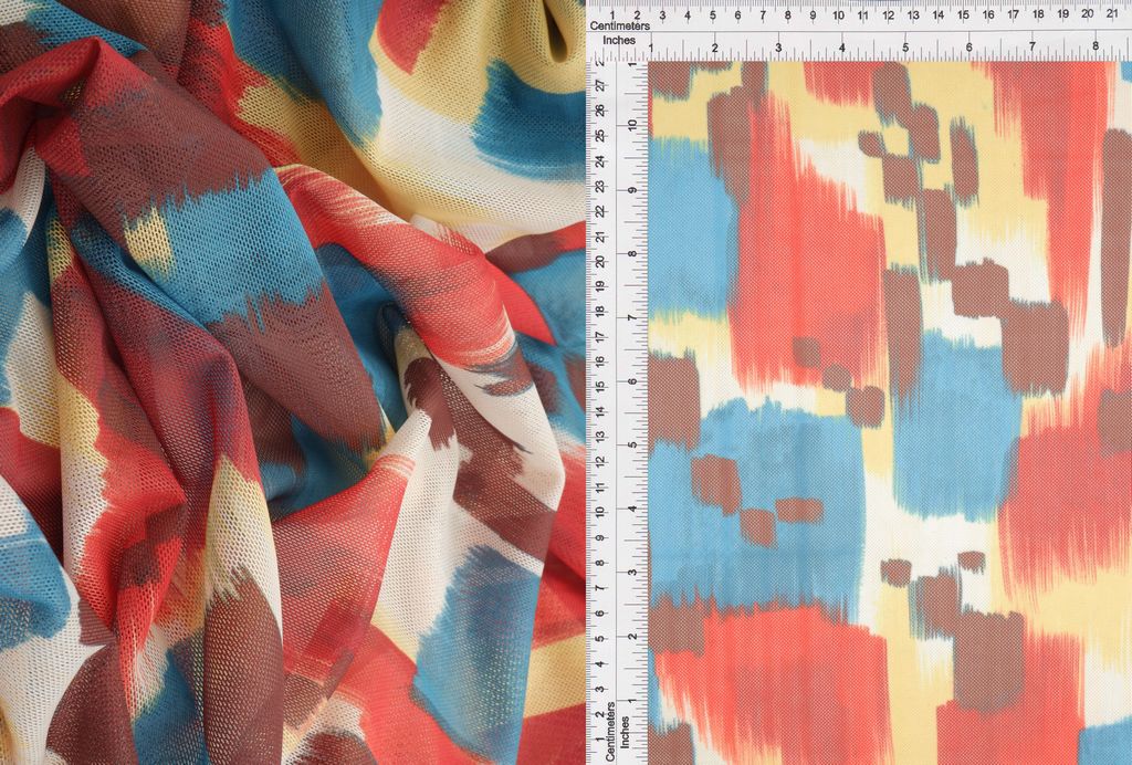 MESH-MS11319D / BRICK/MULIT / 97%POLY 3%SPAN DIGITAL MESH ABSTRACT PRINT