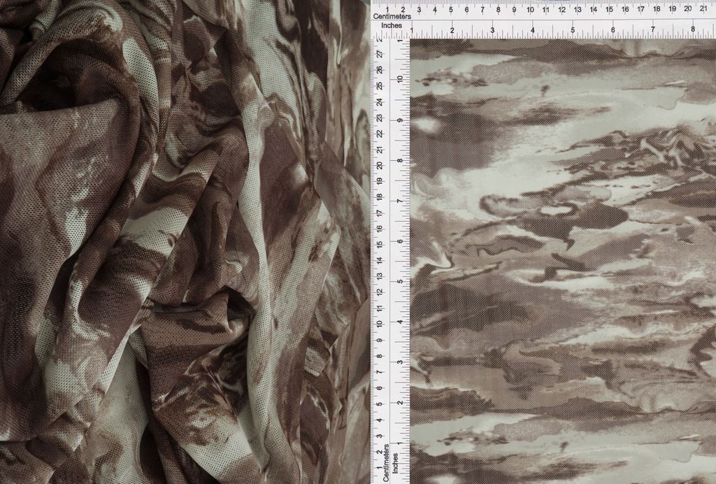 MESH-MS11251D / BROWN / 97%POLY 3%SPAND DIGITAL MESH ABSTRACT PRINT