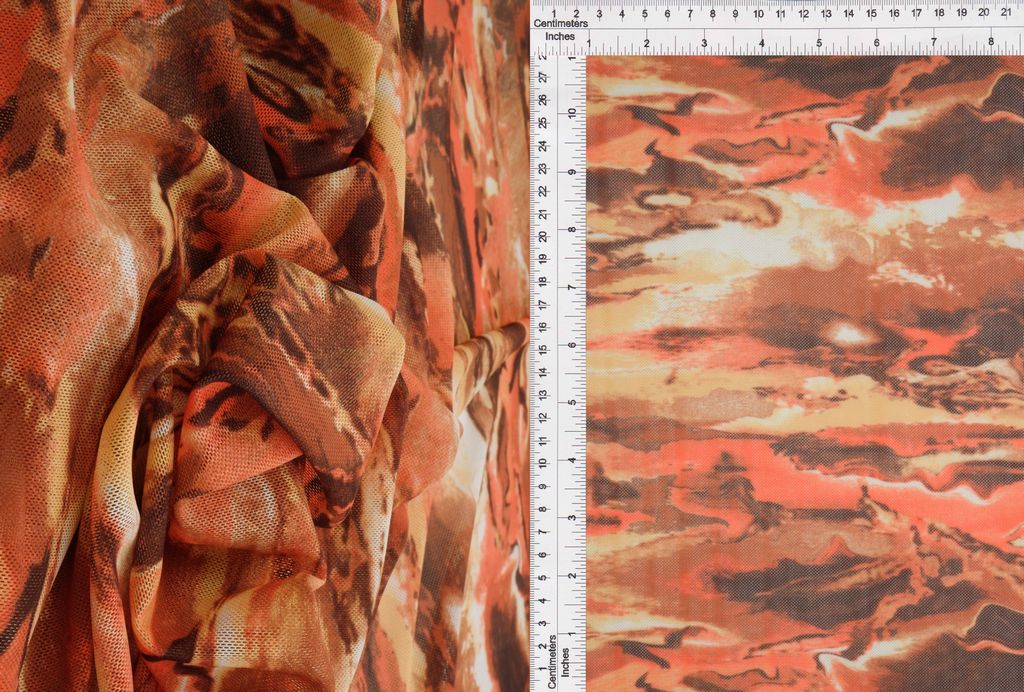 MESH-MS11251D / ORANGE / 97%POLY 3%SPAND DIGITAL MESH ABSTRACT PRINT