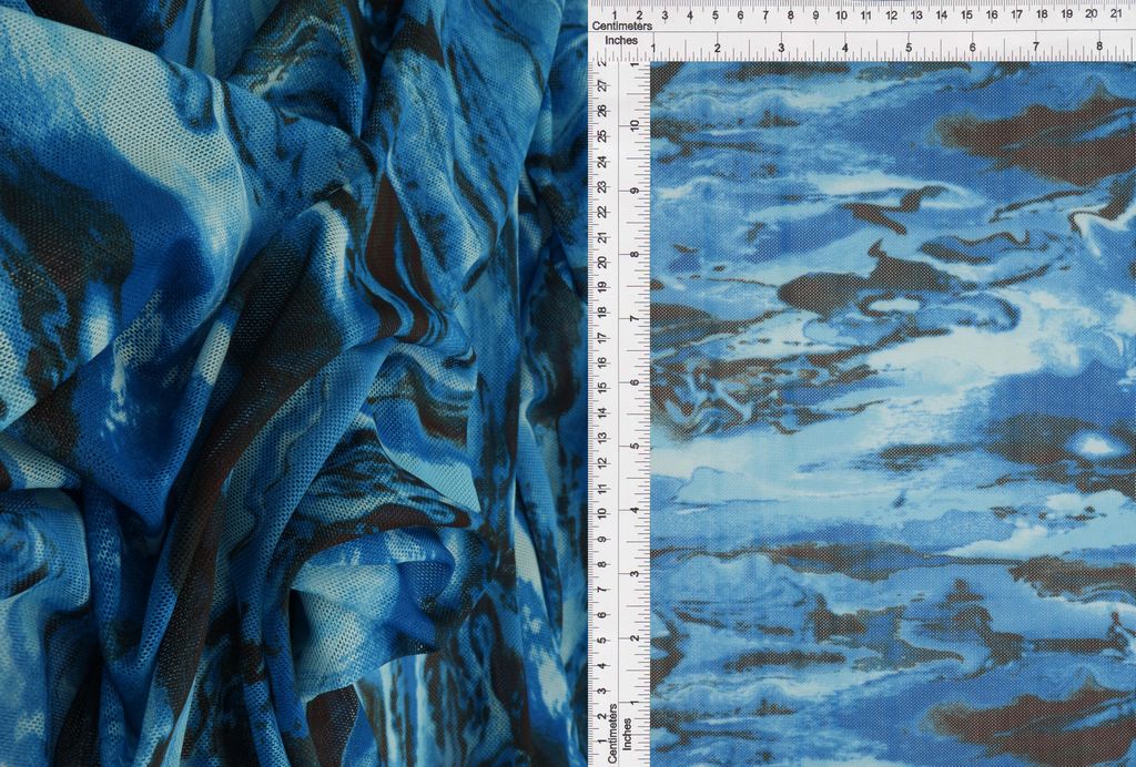 MESH-MS11251D / TEAL / 97%POLY 3%SPAND DIGITAL MESH ABSTRACT PRINT