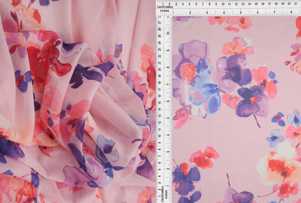 MESH-MS11311D / PINK/VIOLET / 97%POLY 3%SPAN DIGITAL MESH FLORAL PRINT