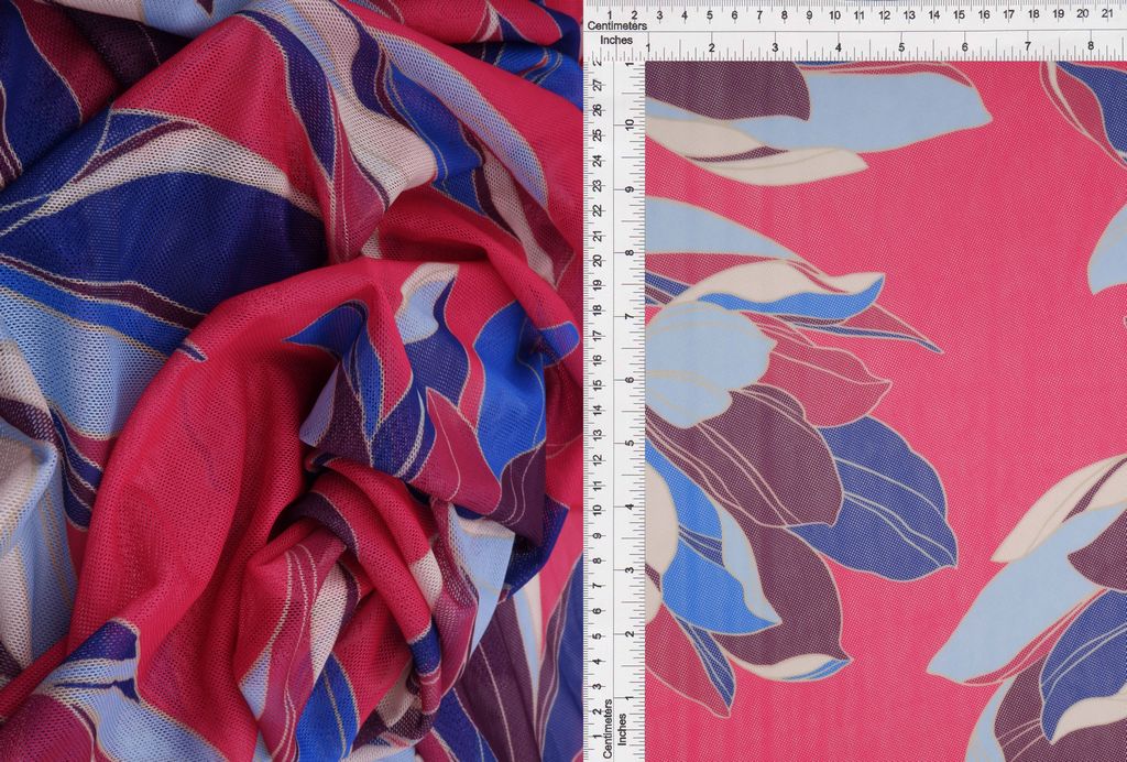 MESH-MS11206D / MAGENTA / 97%POLY 3%SPAN DIGITAL MESH FLORAL PRINT