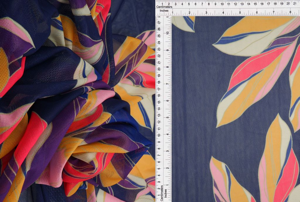 MESH-MS11206D / NAVY / 97%POLY 3%SPAN DIGITAL MESH FLORAL PRINT