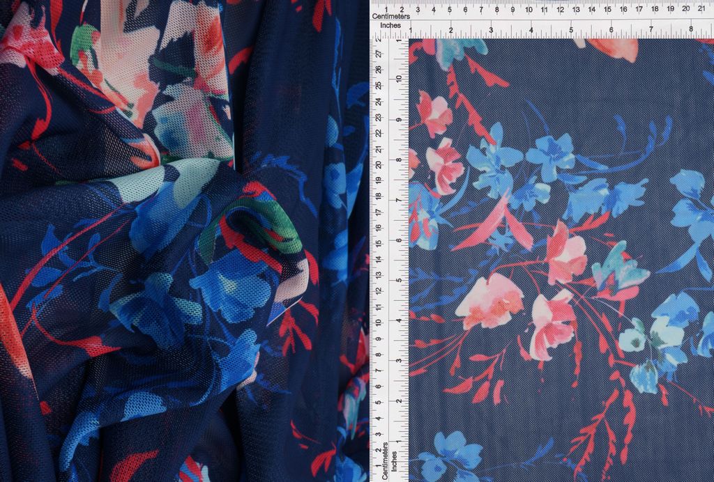 MESH-MS11310D / NAVY / 97%POLY 3%SPAN DIGITAL MESH FLORAL PRINT