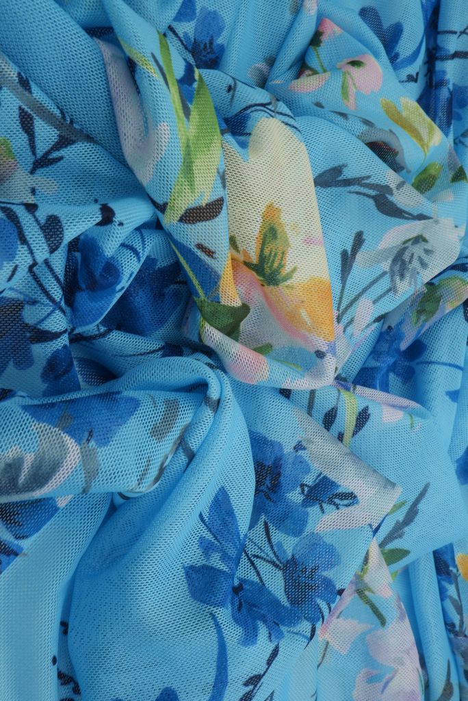 MESH-MS11310D / BLUE LT. / 97%POLY 3%SPAN DIGITAL MESH FLORAL PRINT