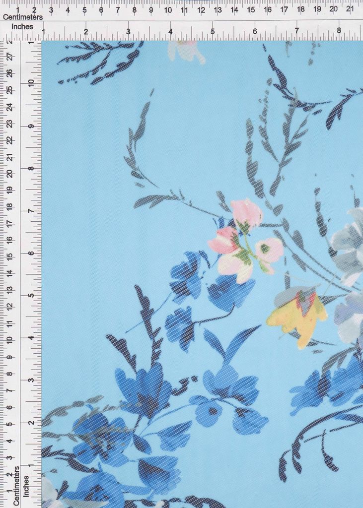 MESH-MS11310D / BLUE LT. / 97%POLY 3%SPAN DIGITAL MESH FLORAL PRINT