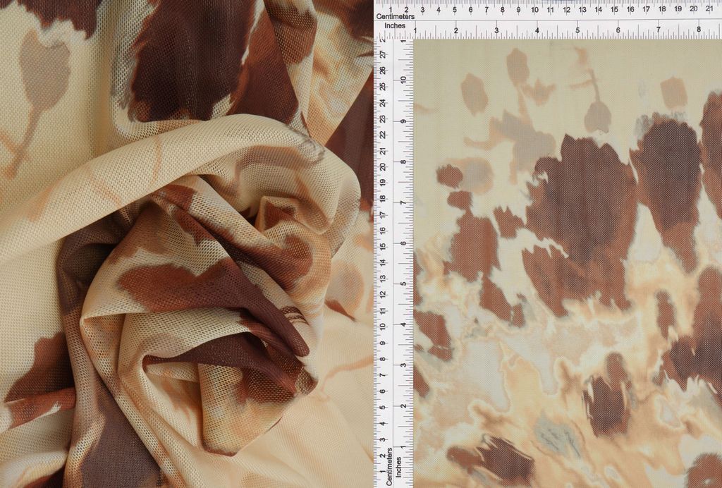 MESH-MS11308D / BROWN / 97%POLY 3%SPAN DIGITAL MESH ABSTRACT PRINT