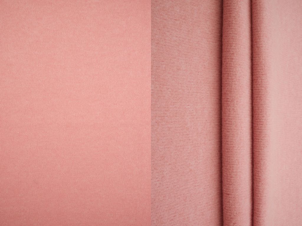 KNT4554 / ROSE / 78%POLY 17%RAYON 5%SPAN 1X1 FLEECE RIB SOLID