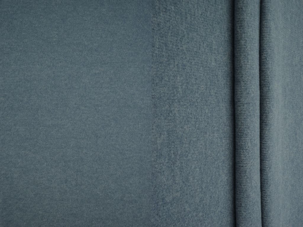 KNT4554 / DENIM / 78%POLY 17%RAYON 5%SPAN 1X1 FLEECE RIB SOLID