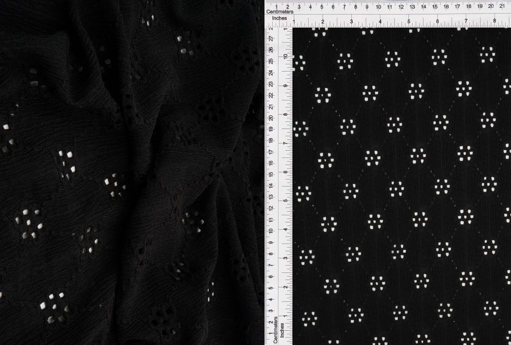 LACE4556 / JET BLACK / 98%POLY 2%SPANDEX GEO FLORAL LACE