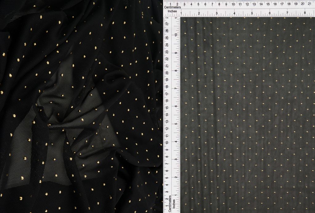 MESH-4600 / BLACK/GOLD / 90%POLY 10%SPAN MESH DROP FOIL