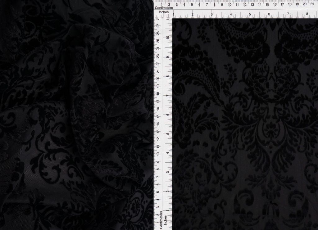 KNT3869-MS11379 / BLACK / 65%P 27%N 8%S DEMASK/ WALL PAPER VELVET BURNOUT