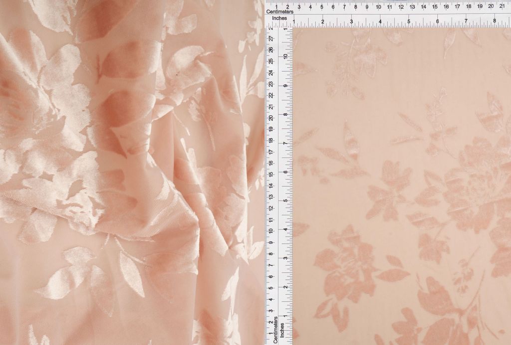 KNT3869-MS11375 / ROSE DUSTY / 65%P 27%N 8%S VELVET BURNOUT FLORAL PRINT